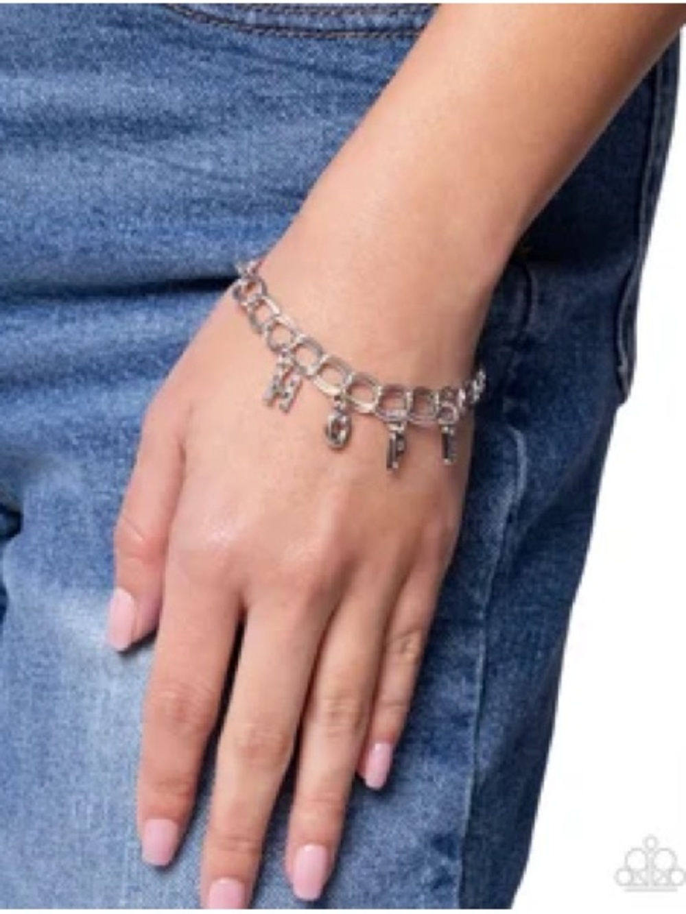 Silver Letter Charm Chain Bracelet - Women Jewelry